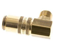 Brass DN 6 Mold Coupling Socket G 1/4 inch Male Threads Double Shut-Off 90-deg