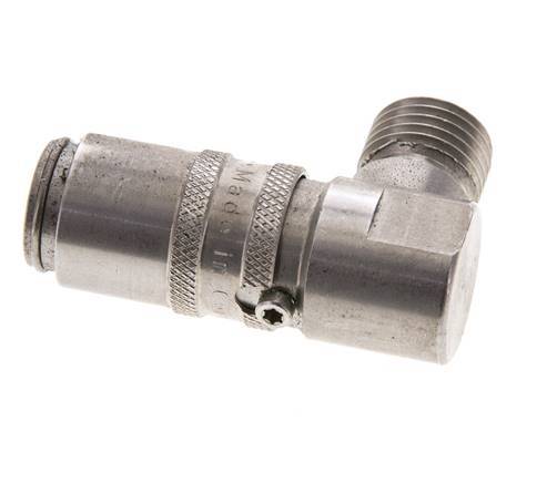 RVS DN 6 Tempereerkoppeling Snelkoppeling M14x1.5 Buitendraad 90-deg