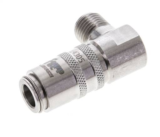 RVS DN 6 Tempereerkoppeling Snelkoppeling G 1/4 inch Buitendraad 90-deg