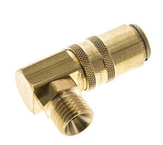 Messing DN 6 Tempereerkoppeling Snelkoppeling M14x1.5 Buitendraad Loskoppelbeveiliging Dubbele afsluiting 90-deg