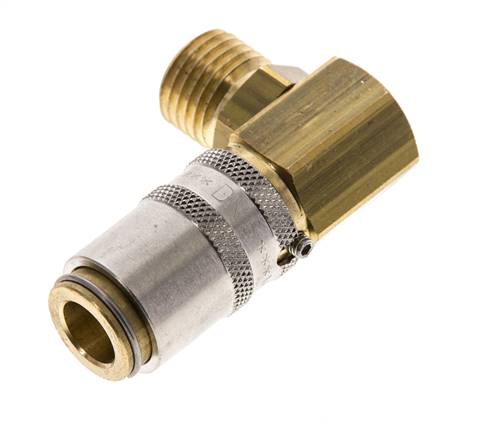 Messing DN 6 Tempereerkoppeling Snelkoppeling M14x1.5 Buitendraad Loskoppelbeveiliging 90-deg