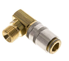 Messing DN 6 Tempereerkoppeling Snelkoppeling M14x1.5 Buitendraad Loskoppelbeveiliging 90-deg