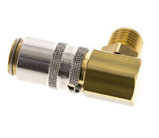 Messing DN 6 Tempereerkoppeling Snelkoppeling G 1/4 inch Buitendraad Loskoppelbeveiliging 90-deg