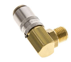 Messing DN 6 Tempereerkoppeling Snelkoppeling G 1/4 inch Buitendraad Loskoppelbeveiliging 90-deg