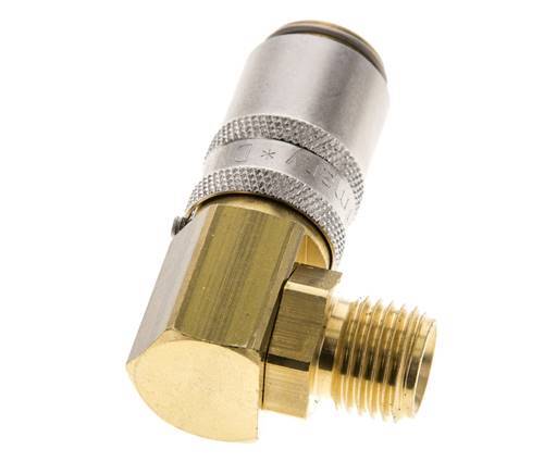 Messing DN 6 Tempereerkoppeling Snelkoppeling G 1/4 inch Buitendraad Loskoppelbeveiliging 90-deg