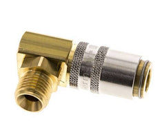 Messing DN 6 Tempereerkoppeling Snelkoppeling G 1/4 inch Buitendraad Loskoppelbeveiliging 90-deg