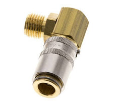 Messing DN 6 Tempereerkoppeling Snelkoppeling G 1/4 inch Buitendraad Loskoppelbeveiliging 90-deg