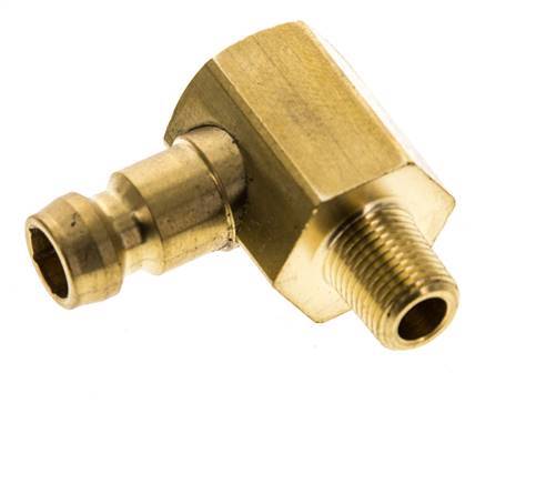 Brass DN 6 Mold Coupling Plug M8x0.75 Male Threads (Conical) 90-deg