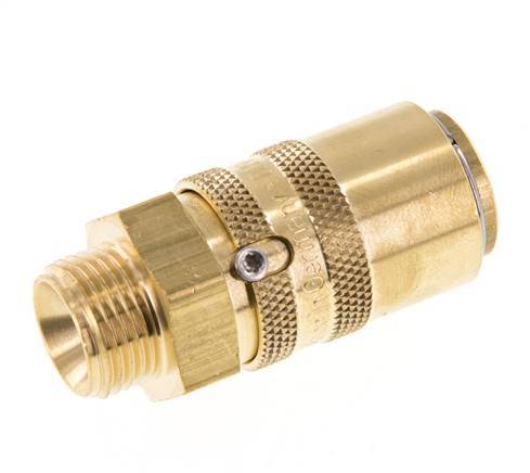 Brass DN 9 Mold Coupling Socket G 3/8 inch Male Threads Unlocking Protection Double Shut-Off