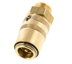 Brass DN 9 Mold Coupling Socket G 3/8 inch Male Threads Unlocking Protection Double Shut-Off