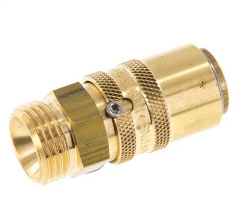 Brass DN 9 Mold Coupling Socket G 1/2 inch Male Threads Unlocking Protection Double Shut-Off