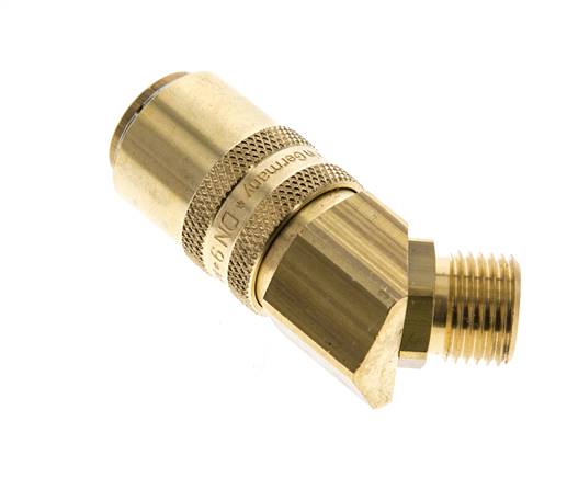 Messing DN 9 Tempereerkoppeling Snelkoppeling M16x1.5 Buitendraad Dubbele afsluiting 45-deg