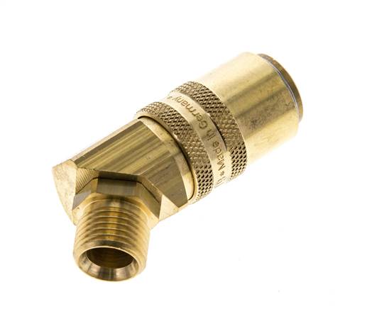 Messing DN 9 Tempereerkoppeling Snelkoppeling M16x1.5 Buitendraad Dubbele afsluiting 45-deg