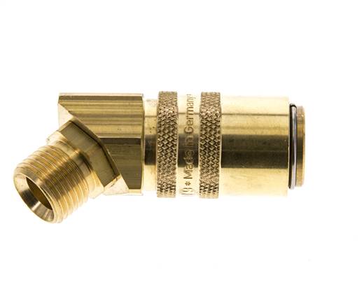 Messing DN 9 Tempereerkoppeling Snelkoppeling M16x1.5 Buitendraad Dubbele afsluiting 45-deg