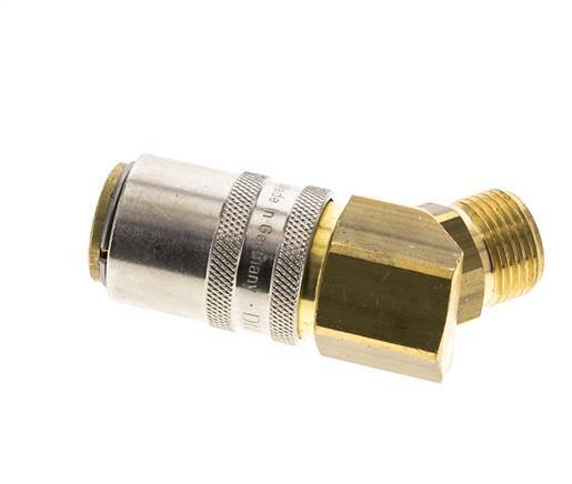 Messing DN 9 Tempereerkoppeling Snelkoppeling G 3/8 inch Buitendraad 45-deg