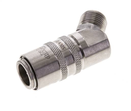 RVS DN 9 Tempereerkoppeling Snelkoppeling G 3/8 inch Buitendraad Dubbele afsluiting 45-deg