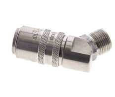 RVS DN 9 Tempereerkoppeling Snelkoppeling G 3/8 inch Buitendraad Dubbele afsluiting 45-deg