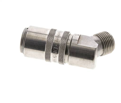 RVS DN 9 Tempereerkoppeling Snelkoppeling G 3/8 inch Buitendraad 45-deg