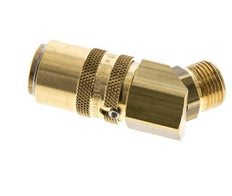 Messing DN 9 Tempereerkoppeling Snelkoppeling G 3/8 inch Buitendraad Loskoppelbeveiliging Dubbele afsluiting 45-deg