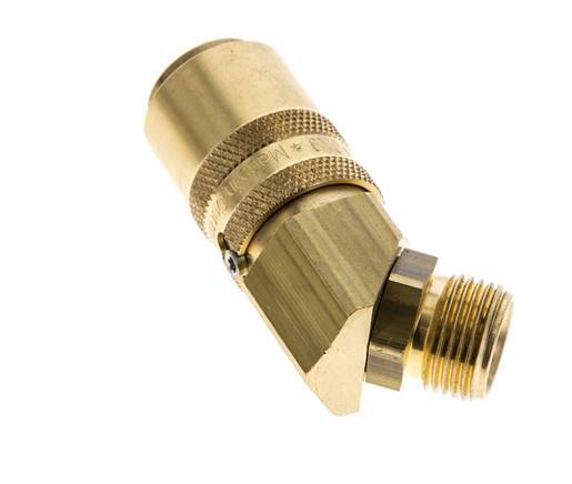 Messing DN 9 Tempereerkoppeling Snelkoppeling G 3/8 inch Buitendraad Loskoppelbeveiliging Dubbele afsluiting 45-deg