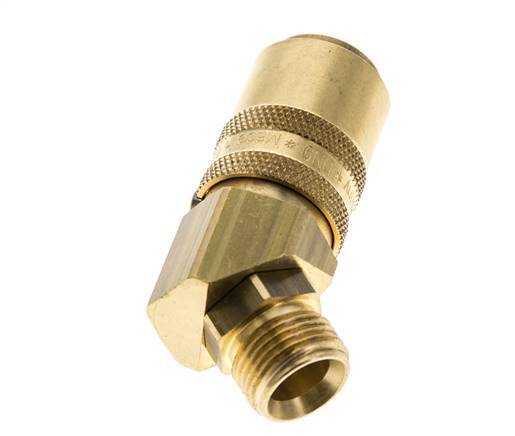 Messing DN 9 Tempereerkoppeling Snelkoppeling G 3/8 inch Buitendraad Loskoppelbeveiliging Dubbele afsluiting 45-deg