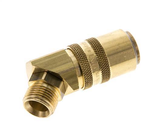 Messing DN 9 Tempereerkoppeling Snelkoppeling G 3/8 inch Buitendraad Loskoppelbeveiliging Dubbele afsluiting 45-deg
