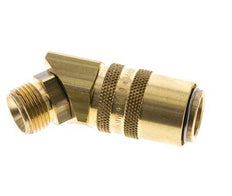 Messing DN 9 Tempereerkoppeling Snelkoppeling G 3/8 inch Buitendraad Loskoppelbeveiliging Dubbele afsluiting 45-deg