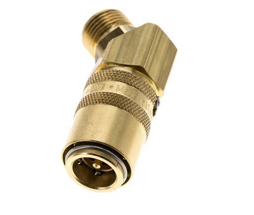 Messing DN 9 Tempereerkoppeling Snelkoppeling G 3/8 inch Buitendraad Loskoppelbeveiliging Dubbele afsluiting 45-deg