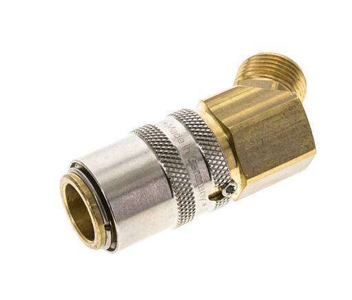 Messing DN 9 Tempereerkoppeling Snelkoppeling G 3/8 inch Buitendraad Loskoppelbeveiliging 45-deg