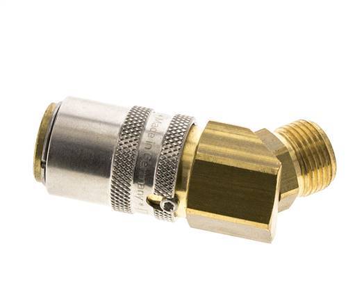 Messing DN 9 Tempereerkoppeling Snelkoppeling G 3/8 inch Buitendraad Loskoppelbeveiliging 45-deg