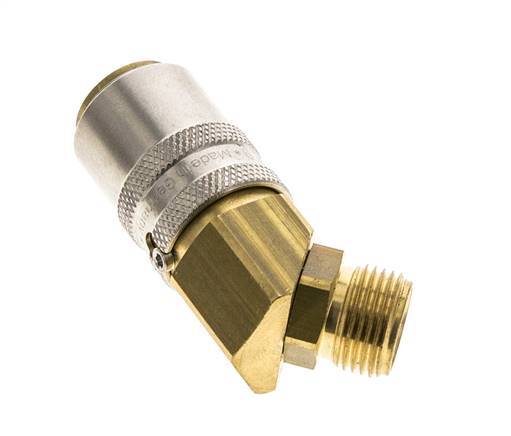 Messing DN 9 Tempereerkoppeling Snelkoppeling G 3/8 inch Buitendraad Loskoppelbeveiliging 45-deg
