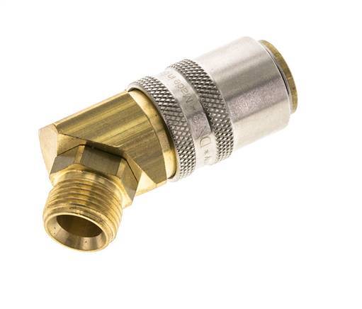 Messing DN 9 Tempereerkoppeling Snelkoppeling G 3/8 inch Buitendraad Loskoppelbeveiliging 45-deg