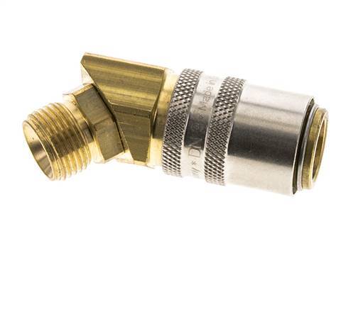 Messing DN 9 Tempereerkoppeling Snelkoppeling G 3/8 inch Buitendraad Loskoppelbeveiliging 45-deg