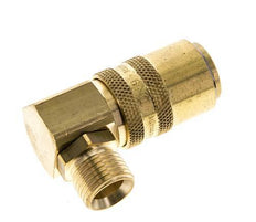 Messing DN 9 Tempereerkoppeling Snelkoppeling M16x1.5 Buitendraad Dubbele afsluiting 90-deg