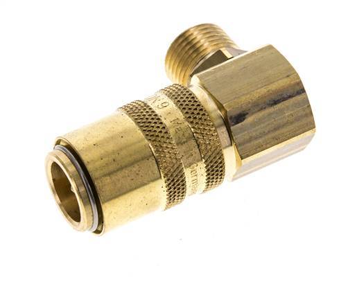 Messing DN 9 Tempereerkoppeling Snelkoppeling M16x1.5 Buitendraad Dubbele afsluiting 90-deg