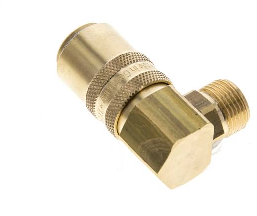 Messing DN 9 Tempereerkoppeling Snelkoppeling G 3/8 inch Buitendraad Dubbele afsluiting 90-deg
