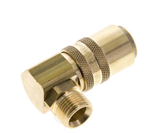Messing DN 9 Tempereerkoppeling Snelkoppeling G 3/8 inch Buitendraad Dubbele afsluiting 90-deg