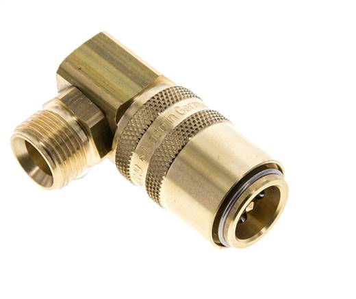 Messing DN 9 Tempereerkoppeling Snelkoppeling G 3/8 inch Buitendraad Dubbele afsluiting 90-deg