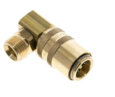 Messing DN 9 Tempereerkoppeling Snelkoppeling G 3/8 inch Buitendraad Dubbele afsluiting 90-deg