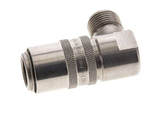RVS DN 9 Tempereerkoppeling Snelkoppeling G 3/8 inch Buitendraad Dubbele afsluiting 90-deg