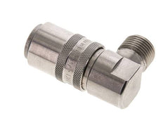 RVS DN 9 Tempereerkoppeling Snelkoppeling G 3/8 inch Buitendraad Dubbele afsluiting 90-deg
