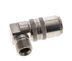 RVS DN 9 Tempereerkoppeling Snelkoppeling G 3/8 inch Buitendraad Dubbele afsluiting 90-deg
