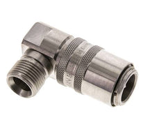 RVS DN 9 Tempereerkoppeling Snelkoppeling G 3/8 inch Buitendraad Dubbele afsluiting 90-deg