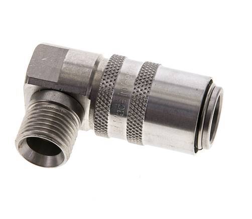 RVS DN 9 Tempereerkoppeling Snelkoppeling M16x1.5 Buitendraad 90-deg