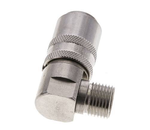 RVS DN 9 Tempereerkoppeling Snelkoppeling M16x1.5 Buitendraad 90-deg