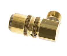 Messing DN 9 Tempereerkoppeling Snelkoppeling G 3/8 inch Buitendraad Loskoppelbeveiliging Dubbele afsluiting 90-deg