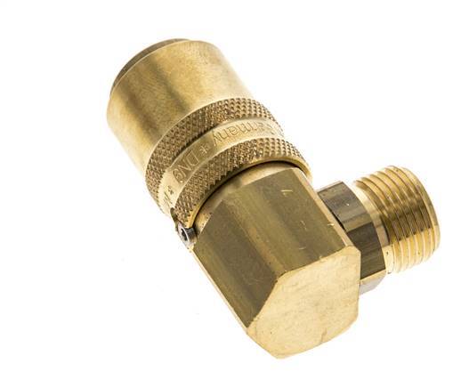 Messing DN 9 Tempereerkoppeling Snelkoppeling G 3/8 inch Buitendraad Loskoppelbeveiliging Dubbele afsluiting 90-deg