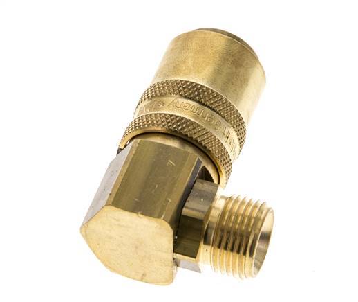Messing DN 9 Tempereerkoppeling Snelkoppeling G 3/8 inch Buitendraad Loskoppelbeveiliging Dubbele afsluiting 90-deg