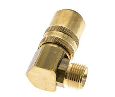 Messing DN 9 Tempereerkoppeling Snelkoppeling G 3/8 inch Buitendraad Loskoppelbeveiliging Dubbele afsluiting 90-deg