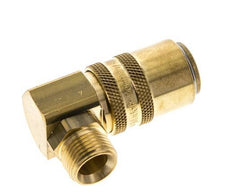 Messing DN 9 Tempereerkoppeling Snelkoppeling G 3/8 inch Buitendraad Loskoppelbeveiliging Dubbele afsluiting 90-deg